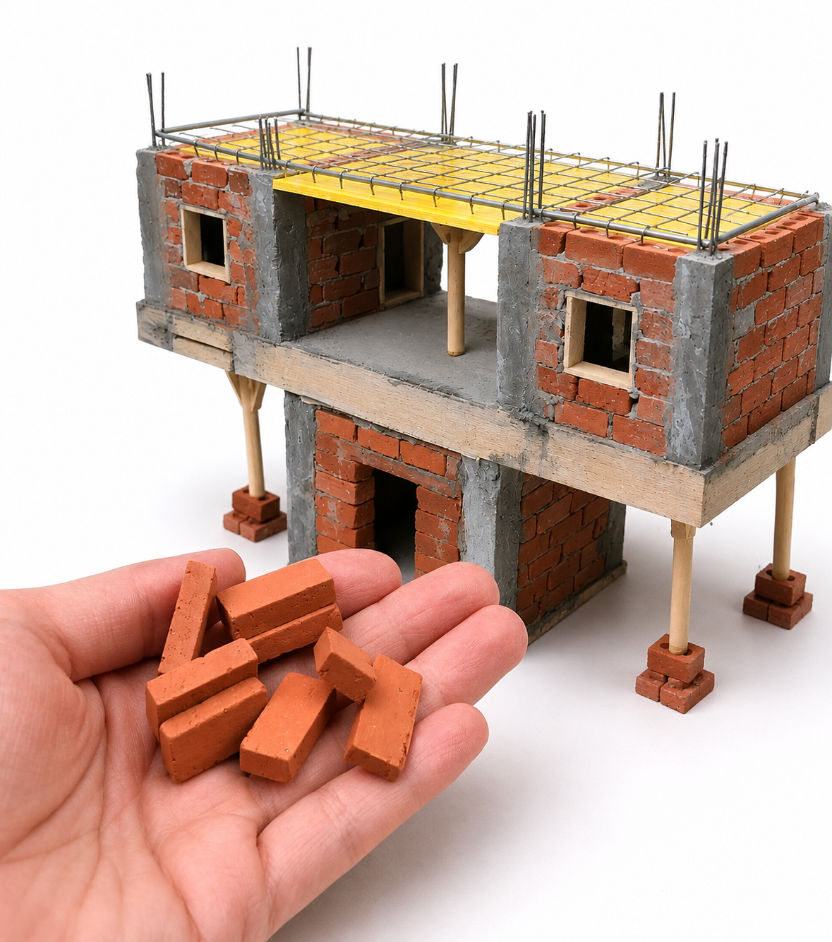 Mini Clay Bricks – 50 PCS | 1:16 Scale